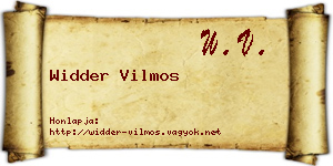 Widder Vilmos névjegykártya